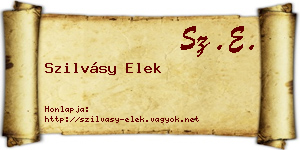 Szilvásy Elek névjegykártya